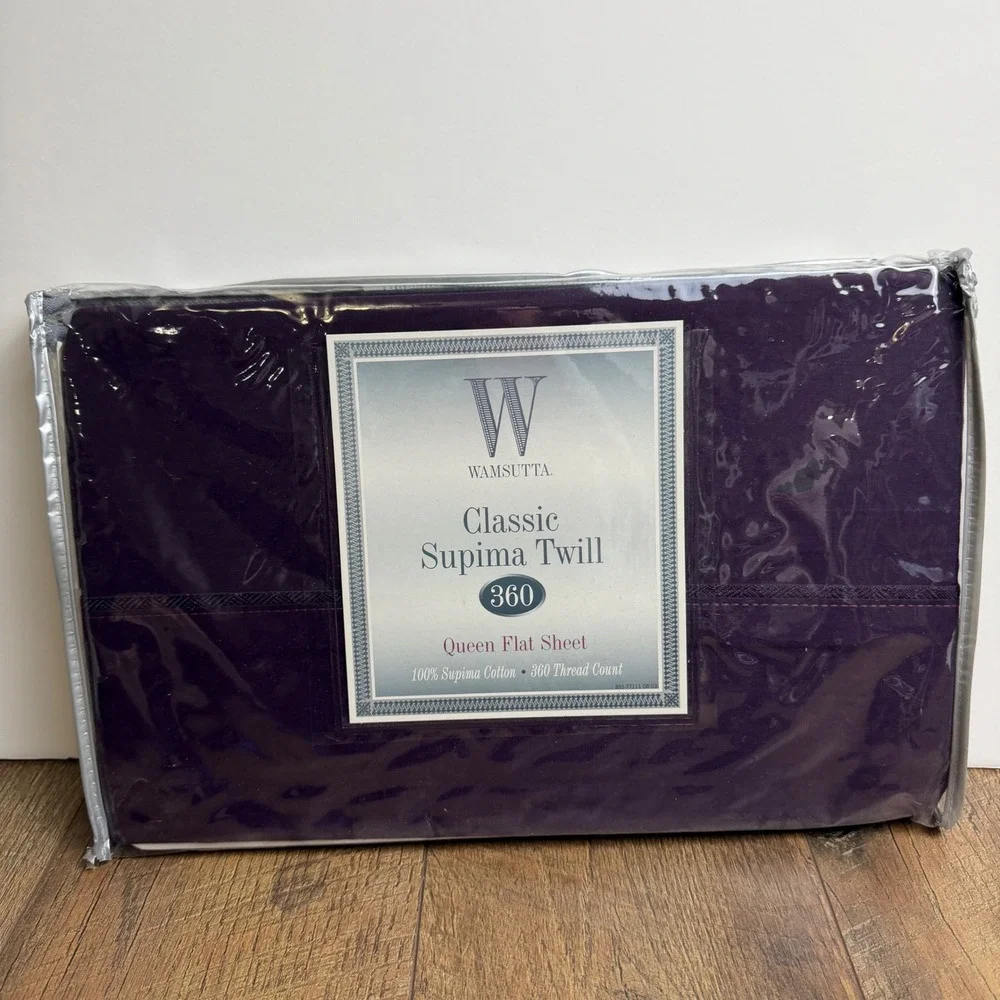2 Wamsutta Flat Sheet Queen Eggplant Purple Supima Twill 360 TC